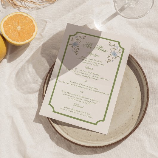 Carte de menu de mariage floral chintz