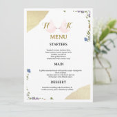 Carte de menu de mariage floral élégant (Debout devant)