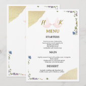 Carte de menu de mariage floral élégant (Devant / Derrière)