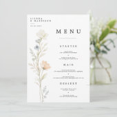 Carte de menu de mariage floral élégant (Debout devant)