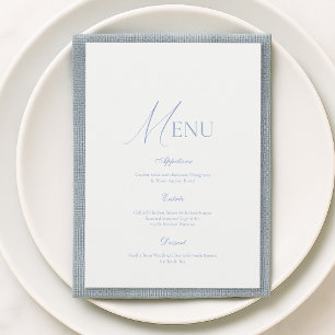 Carte de menu de mariage floral en bleu poussiéreu