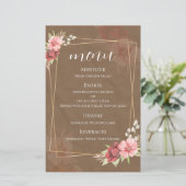 Carte de menu de mariage floral rustique (Debout devant)