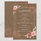 Carte de menu de mariage floral rustique (Devant / Derrière)