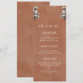 Carte de menu de mariage floral rustique - Terraco (Devant / Derrière)