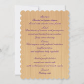 Carte de menu de mariage floral violet en bois rus (Dos)