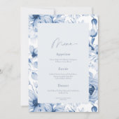 Carte de menu de mariage florale bleu poussiéreux (Devant)