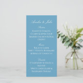 Carte de menu de mariage florale bleue moderne (Debout devant)