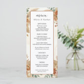 Carte de menu de mariage florale Boho Luxe Pampas (Debout devant)