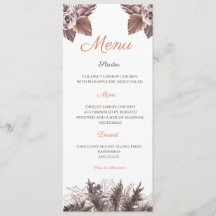 Carte de Menu de Mariage Florale en Terracotta Mod