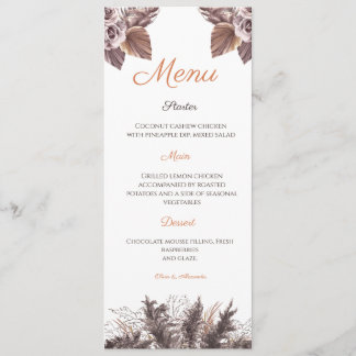 Carte de Menu de Mariage Florale en Terracotta Mod