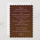 Carte de menu de mariage florale violette en bois  (Dos)