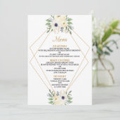 Carte de menu de mariage géométrique floral modern (Debout devant)