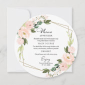 Carte de menu de mariage géométrique rose blush ro (Devant)