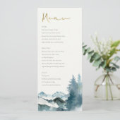 Carte de menu de mariage Grey Blush Blue Mountains (Debout devant)