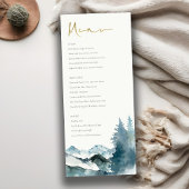 Carte de menu de mariage Grey Blush Blue Mountains
