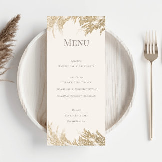 Carte de Menu de Mariage Herbe de la Pampa