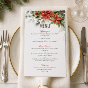 Carte de menu de mariage Holiday Poinsettia 4,5" x