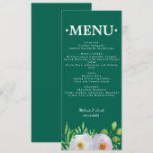 Carte de menu de mariage imprimable floral vert fo (Devant / Derrière)