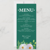 Carte de menu de mariage imprimable floral vert fo (Devant)