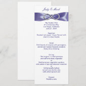 Carte de menu de mariage Infinity Bleu Violet Arge (Devant / Derrière)