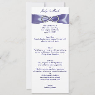 Carte de menu de mariage Infinity Bleu Violet Arge