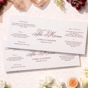 Carte de Menu de Mariage Ivoire et Bourgogne