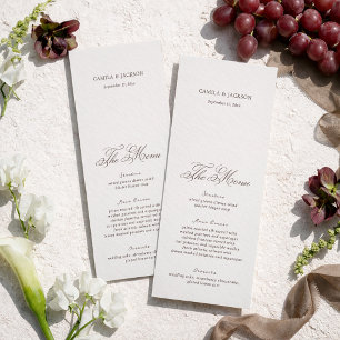 Carte de Menu de Mariage Ivoire et Marron Victorie