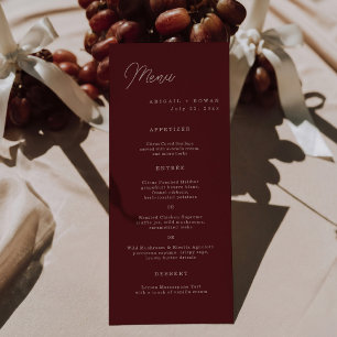 Carte de menu de mariage long minimaliste vin prof