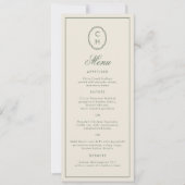Carte de menu de mariage longue avec monogramme ra (Devant)