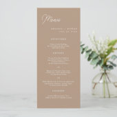 Carte de menu de mariage longue écriture minimalis (Debout devant)