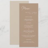 Carte de menu de mariage longue écriture minimalis (Devant / Derrière)