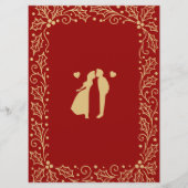 Carte de menu de mariage Luxe Rouge et Or Antique (Dos)