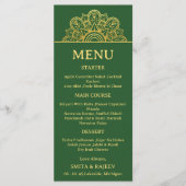 Carte de menu de mariage Mandala Or (Devant)
