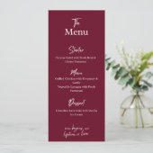 Carte de menu de mariage marron modifiable à plat (Debout devant)