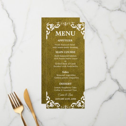 Carte de Menu de Mariage Mexicain Rustique (Devant/Arrière en situation)
