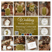Carte de Menu de Mariage Mexicain Rustique