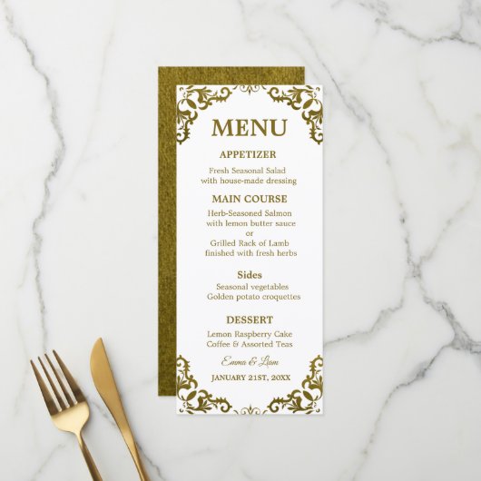 Carte de Menu de Mariage Mexicain Rustique (Devant/Arrière en situation)