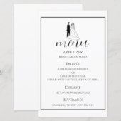 Carte de menu de mariage minimal noir et blanc (Devant / Derrière)