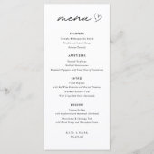 Carte de menu de mariage minimaliste (Devant)