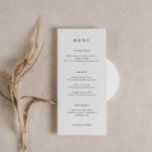 Carte de menu de mariage minimaliste de police cla<br><div class="desc">Conçue pour coordonner avec notre collection Minimaliste All In One, cette carte de menu mariage personnalisable est dotée d'une disposition simple et propre, avec une police classique. Pour une personnalisation plus avancée de cette conception, par exemple la modification de la disposition, de la police ou de la taille du texte,...</div>