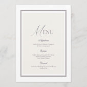 Carte de Menu de Mariage Minimaliste Élégante (Devant)