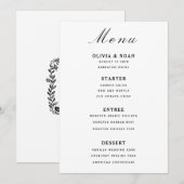 Carte de menu de mariage minimaliste noir et blanc (Devant / Derrière)