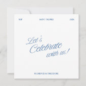 Carte de Menu de Mariage Moderne à l'Écriture Bleu (Devant)