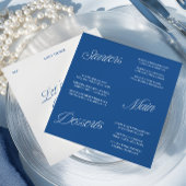 Carte de Menu de Mariage Moderne à l'Écriture Bleu