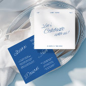 Carte de Menu de Mariage Moderne à l'Écriture Bleu