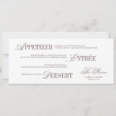 Carte de Menu de Mariage Moderne Blanche et Marron (Devant)