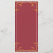 Carte de menu de mariage moderne élégant bordeaux  (Dos)