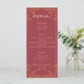 Carte de menu de mariage moderne élégant bordeaux  (Debout devant)