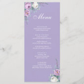 Carte de menu de mariage moderne lavande violet (Devant)
