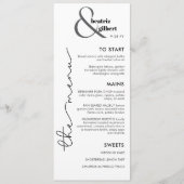 Carte de menu de mariage moderne monogramme noir e (Devant)